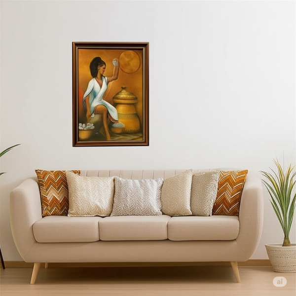 Ethiopian Traditional Cotton Spinning Art – Modern Black Frame
