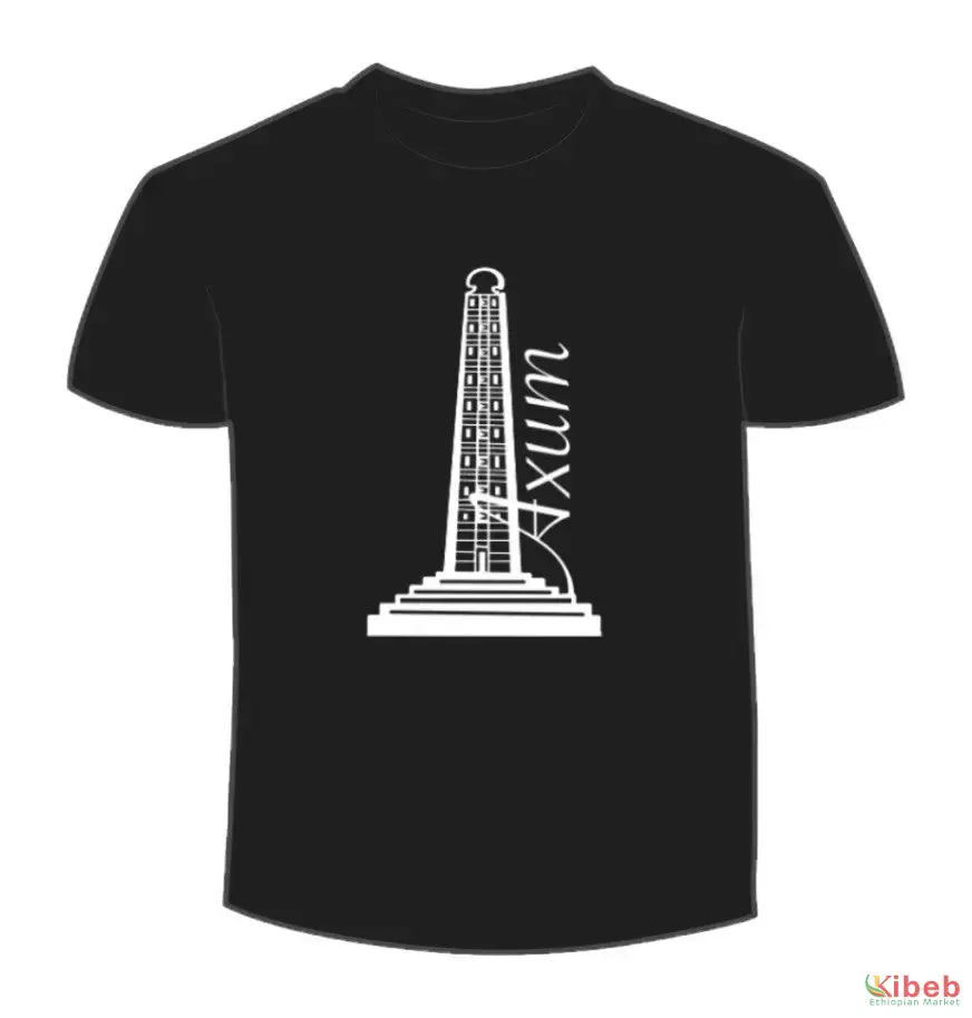 Axum Obelisk T-Shirt | Ethiopian Heritage Black Tee – Habesha Cultural Art