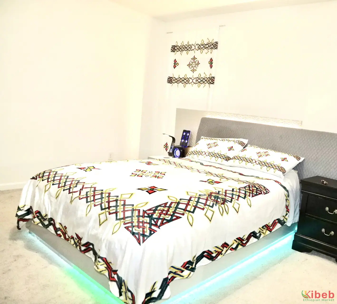 Ethiopian Alga Libs Traditional Cotton Bedding Set – Handwoven Cultural Design