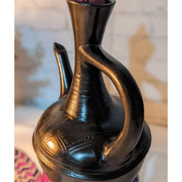 Large Ethiopian & Eritrean Clay Coffee Pot Set - Handcrafted Natural Jebena Coffee Maker (16oz) for Traditional Brewing